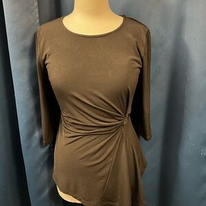 Black top with ruched waist